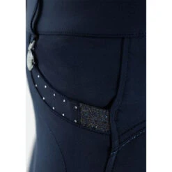 Premier Equine Beluso Ladies Full Seat Gel Riding Breeches -Equestrian Supply Store SS20 Beluso Ladies Full Seat Gel Riding Breeches Navy Front Pocket Branding