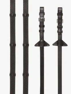 LeMieux Soft Rubber Reins With Stoppers 7 LeMieux Soft Rubber Reins With Stoppers -Equestrian Supply Store it03783 product softrubberrienswithstoppers brown silver 1