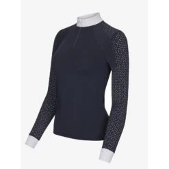 LeMieux Olivia Long Sleeve Show Shirt -Equestrian Supply Store lm oliviashowshirt longsleeve navy2 hr