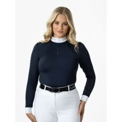 LeMieux Olivia Long Sleeve Show Shirt -Equestrian Supply Store lm oliviashowshirt navy14 rt