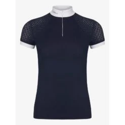 LeMieux Olivia Short Sleeve Show Shirt -Equestrian Supply Store lm oliviashowshirt shortsleeve navy1 rt