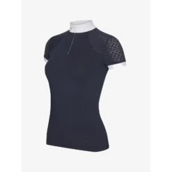 LeMieux Olivia Short Sleeve Show Shirt -Equestrian Supply Store lm oliviashowshirt shortsleeve navy2 hr